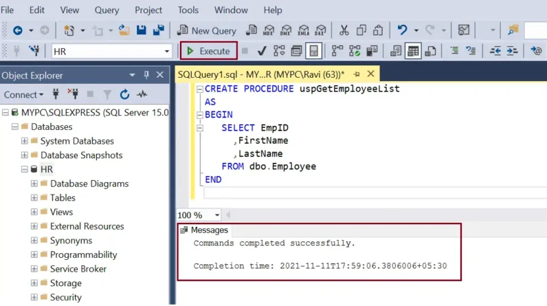 how to create a stored procedure in sql server 1