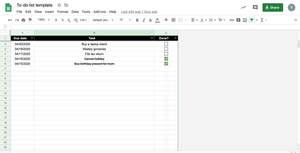 How to Create a To-Do List in Google Sheets
